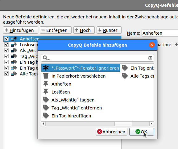 CopyQ-Passwort-ignorieren