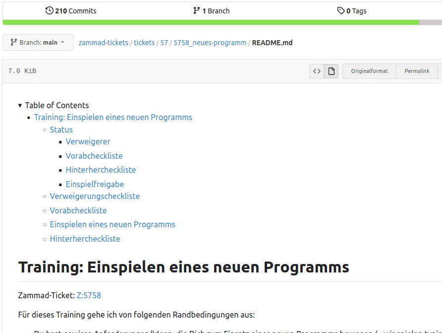 Inhaltsverzeichnis aufgeklappt