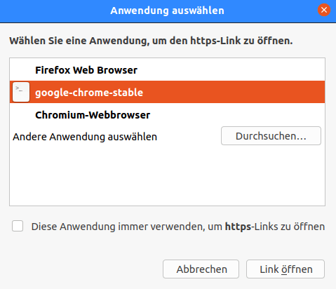 Thunderbird - Browser-Auswahl