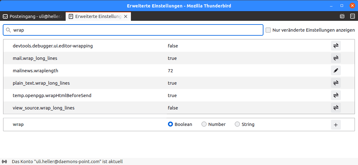 Einstellungen IST