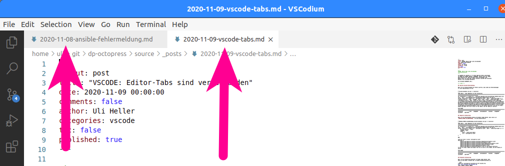 VSCODE: Tabs