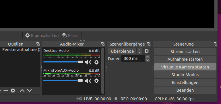 Virtualle Kamera starten